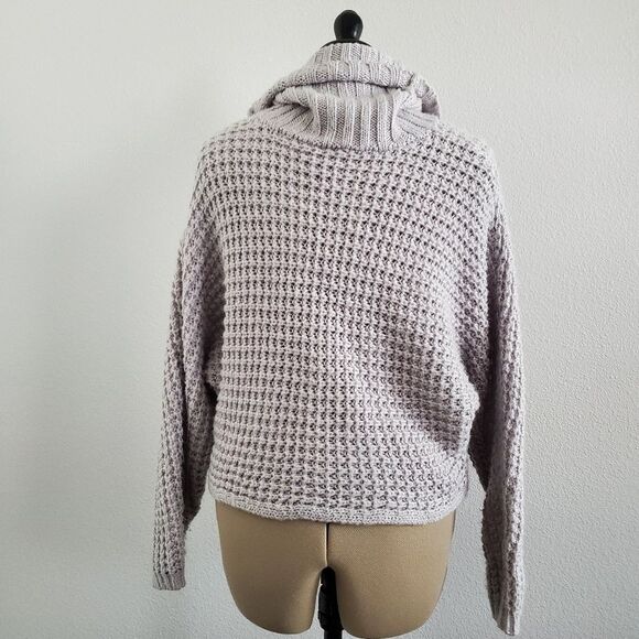 Express Sweater Women's Small Gray Cropped Oversized Chunky Knit - Picture 4 of 9